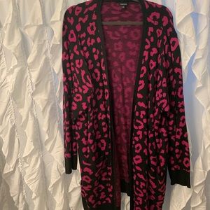 Torrid Neon Pink and black animal print cardigan